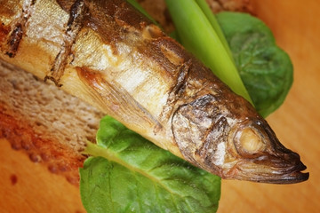 smoked capelin fish with garnish