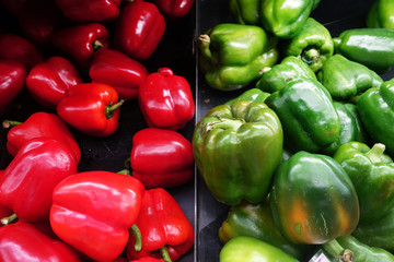 Green and red bell peppers