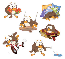 Fototapeta premium Set of cute owls for you design. Cartoon 