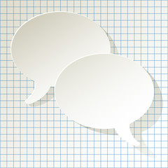 chat speech bubbles ellipse vector white on a checkered paper background