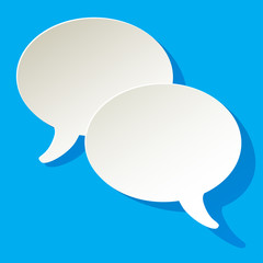 chat speech bubbles ellipse vector white on a blue background