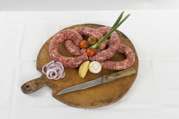 Row meat and chopper with vegetables