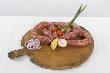 Row meat and chopper with vegetables