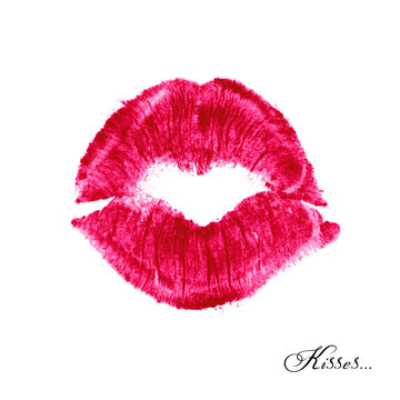 Vector realistic lipstick kiss in 6 colors, no effects, no blends, no gradients