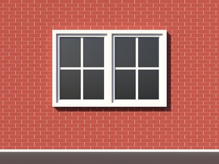 Window on red brick wall