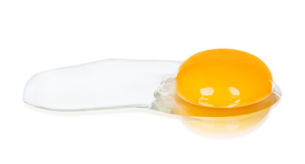 Egg yolk closeup isolated on white - obrazy, fototapety, plakaty