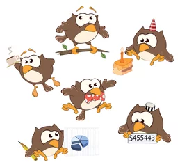 Gordijnen Set of cute owls for you design. Cartoon © liusa