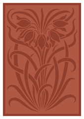 Silhouette of flowers ornament. Figure bouquet in the form of a stencil. Terracotta vector background