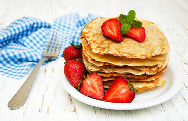 Pancakes with strawberries