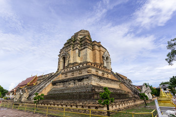Fototapeta na wymiar Ancient Pagoda at Wat Chedi Luang,Chiang Mai