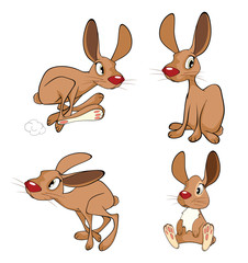 illustration of a set of cute cartoon rabbits