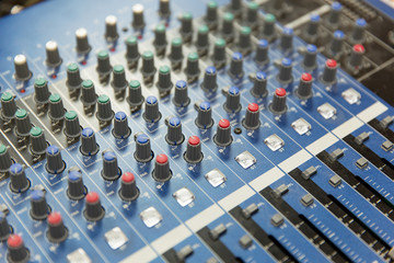 Fototapeta premium control panel at recording studio or radio station