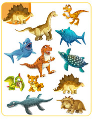 Dinosaures de dessin animé - jeu d& 39 association - illustration