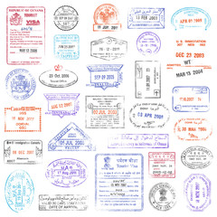 Fototapeta na wymiar High Quality grunge Passport Stamp collection
