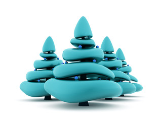 Blue abstract christmas tree on white background