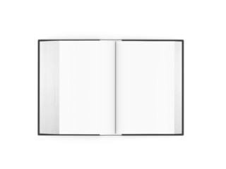 Blank opened book rendered on white