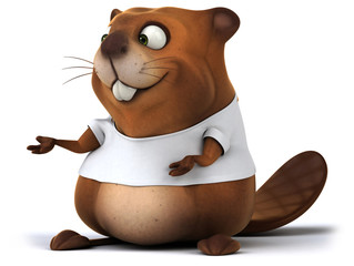Naklejka premium Beaver with a white tshirt