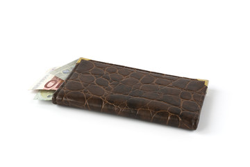 Leather wallet with banknotes