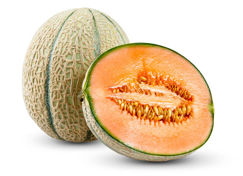 Ripe Melon Cantaloupe isolated on white background