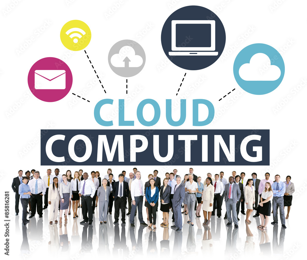 Poster cloud computing network online internet storage concept