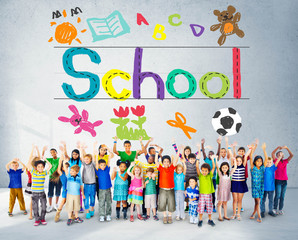 Kids Imagination Handwriting School Learning Concept