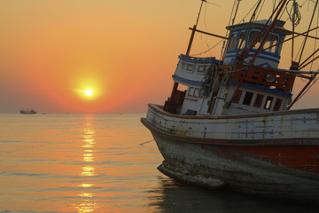 Fishing boat sunset