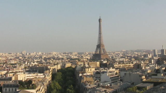 Eiffel Tower the most famous attraction in Paris, panorama over Paris city
