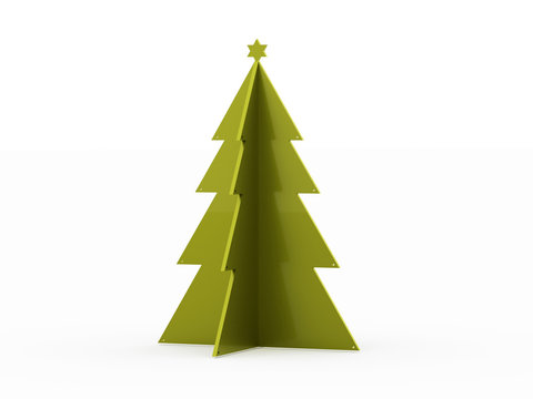 Green abstract christmas trees isolated
