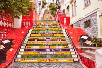 Foto op Plexiglas Rio de Janeiro Betegelde trappen in Lapa, Rio de Janeiro, Brazilië