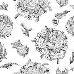 Black and White Gothic Floral Pattern