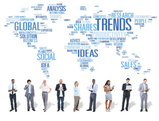Trends World Map Marketing Ideas Social Style Concept