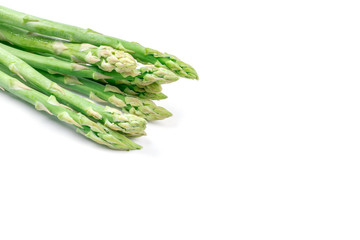 Fresh green asparagus on white