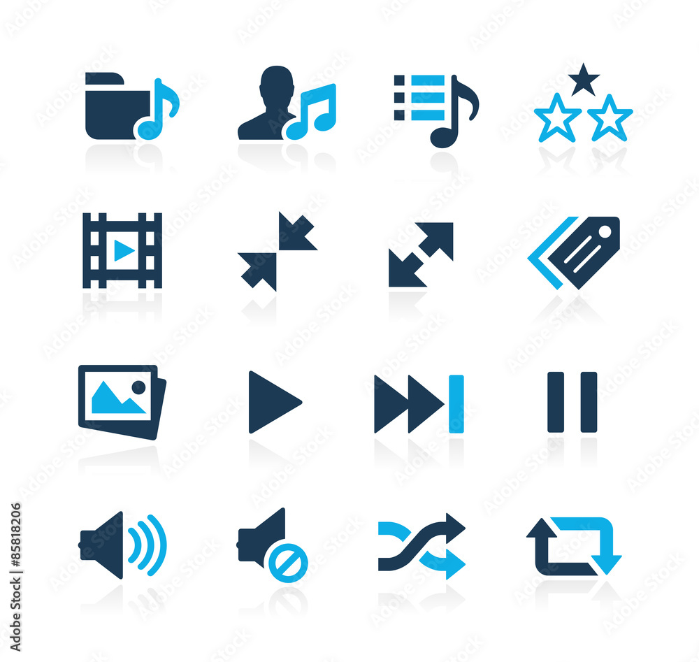 Canvas Prints media player icons -- azure series