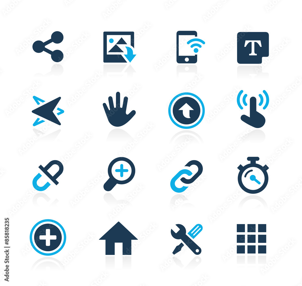 Poster system icons interface -- azure series