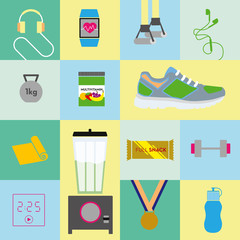 Fitness icons. Single elements. Vector design.