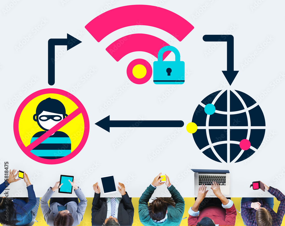 Aufkleber internet security data protection networking firewall concept