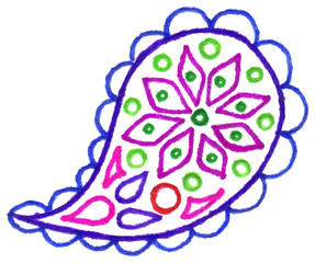 Vector paisley buta doodle colorful single isolated