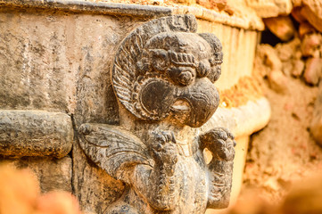 KATHMANDU, NEPAL - APRIL 26, 2015: Debris of buildings at the Durbar square in Kathmandu after, after a 7.8 earthquake, Nepal  