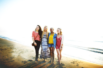 Diverse Beach Summer Friends Fun Bonding Concept