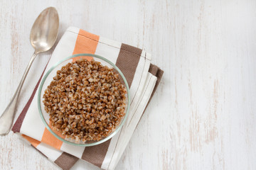 buckwheat in bowl with spoon