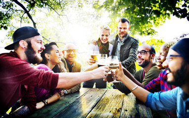 Diverse People Friends Hanging Out Drinking Concept