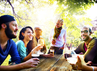 Diverse People Friends Hanging Out Drinking Concept