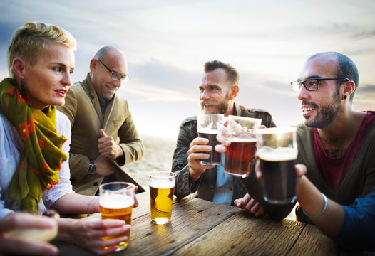 Diverse People Friends Hanging Out Drinking Concept