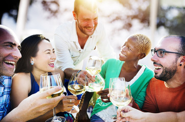 Diverse People Friends Hanging Out Drinking Concept