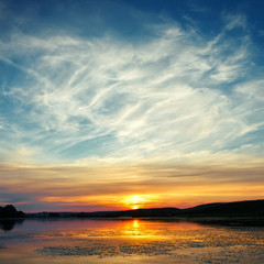 sunset over lake