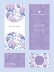 Vector soft purple flowers vertical frame pattern invitation