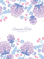 Vector soft purple flowers vertical double borders frame