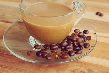 Hot coffee with bean