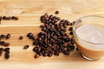 Hot coffee with bean