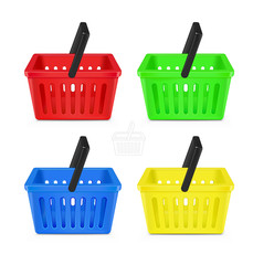 Colorful shopping basket icons. Vector illustration